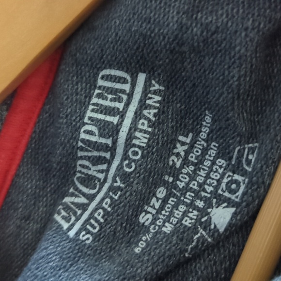 ENCRYPTED Men's Gray Red Oversized Distressed Techwear T-Shirt - Picture 6 of 6